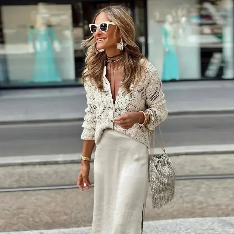 Women's Blouse With Openwork Lace