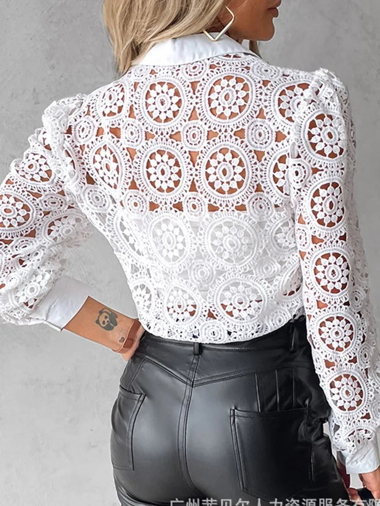 Women's Blouse With Openwork Lace