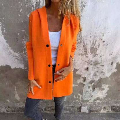 Women's Coat With Hood And Long Sleeves