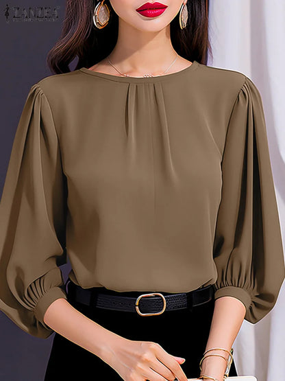 Elegant Women's Blouse With Puff Sleeves