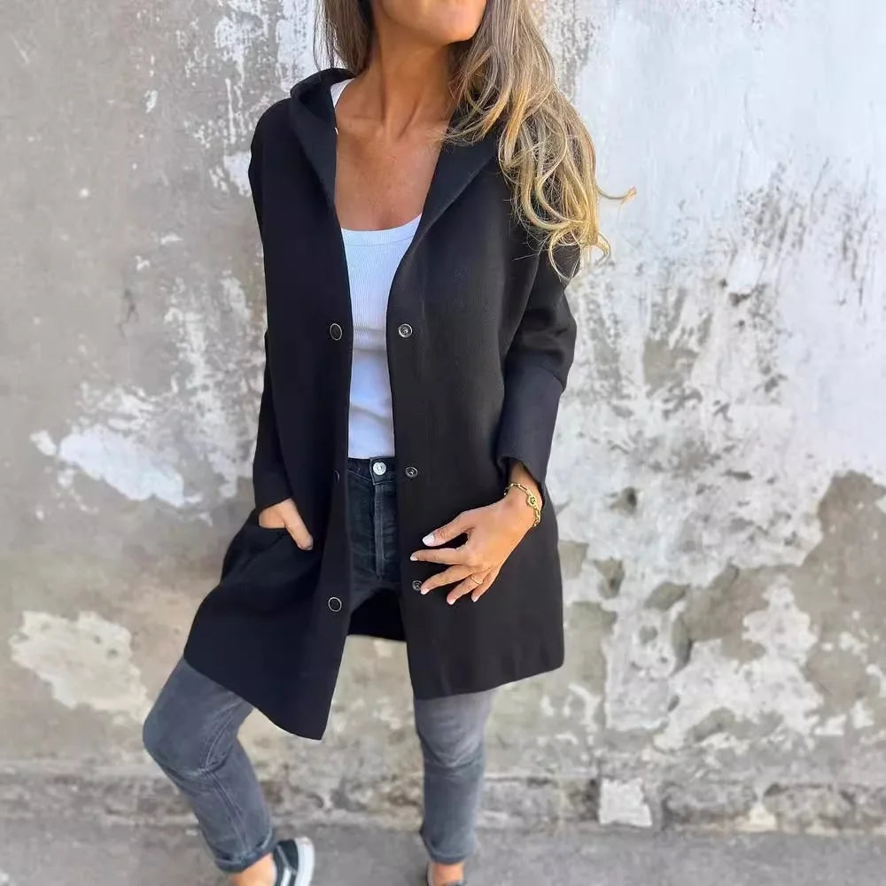 Women's Coat With Hood And Long Sleeves