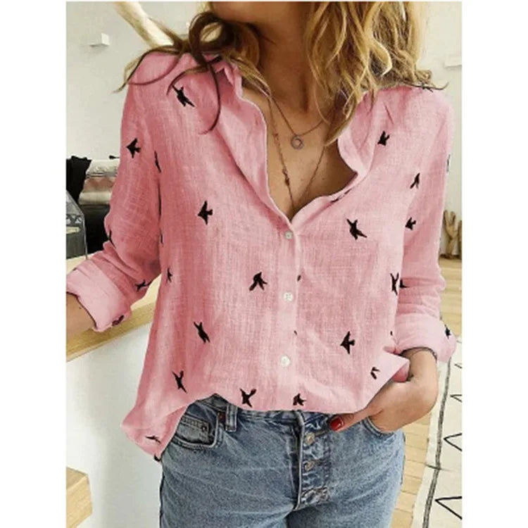 Women's Dress Shirt In Linen And Aotton