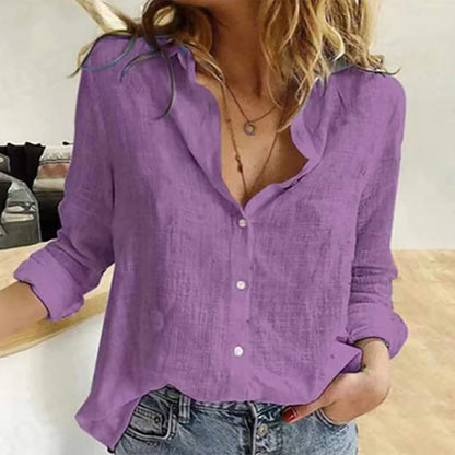 Women's Dress Shirt In Linen And Aotton