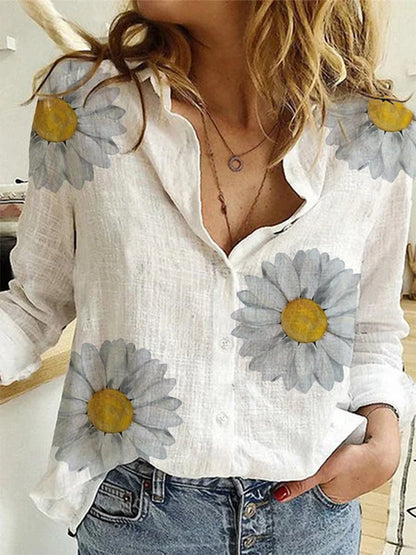 Women's Dress Shirt In Linen And Aotton