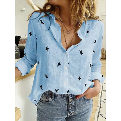 Women's Dress Shirt In Linen And Aotton