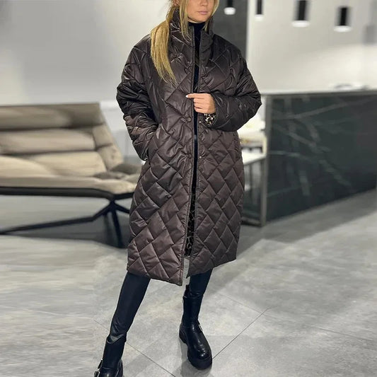 Women's quilted maxi coat