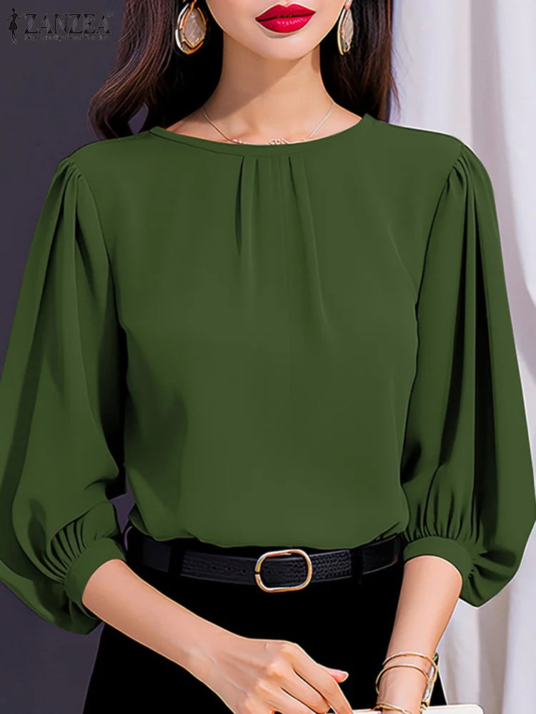 Elegant Women's Blouse With Puff Sleeves