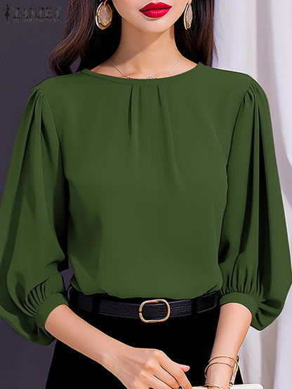 Elegant Women's Blouse With Puff Sleeves