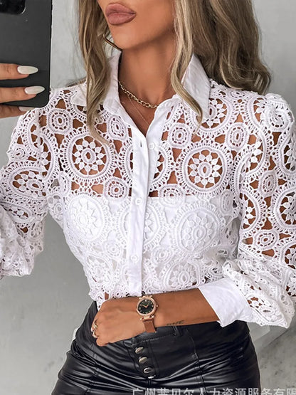 Women's Blouse With Openwork Lace