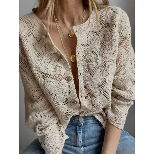 Women's Blouse With Openwork Lace