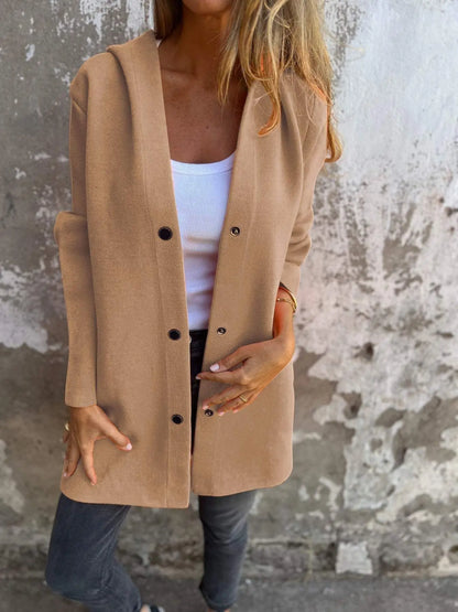 Women's Coat With Hood And Long Sleeves