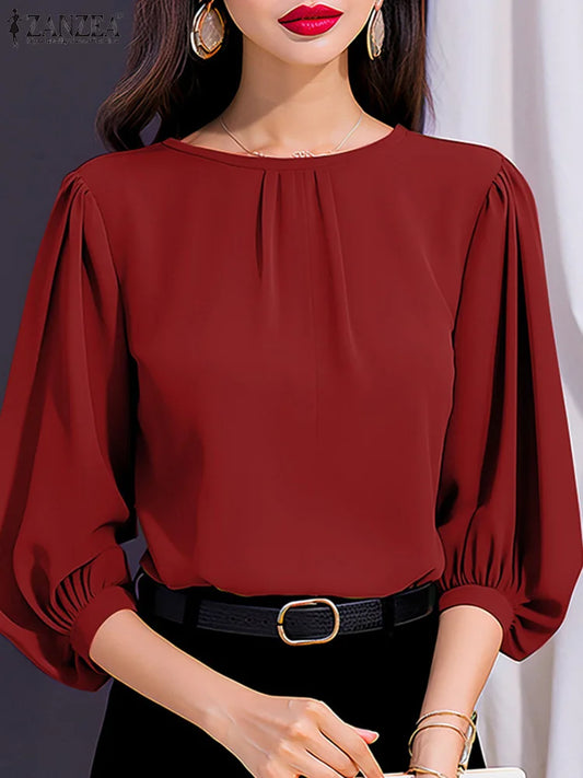 Elegant Women's Blouse With Puff Sleeves