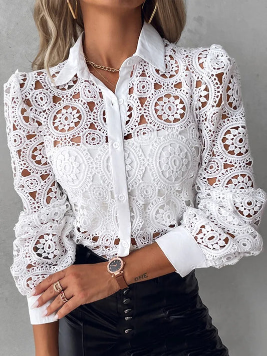 Women's Blouse With Openwork Lace