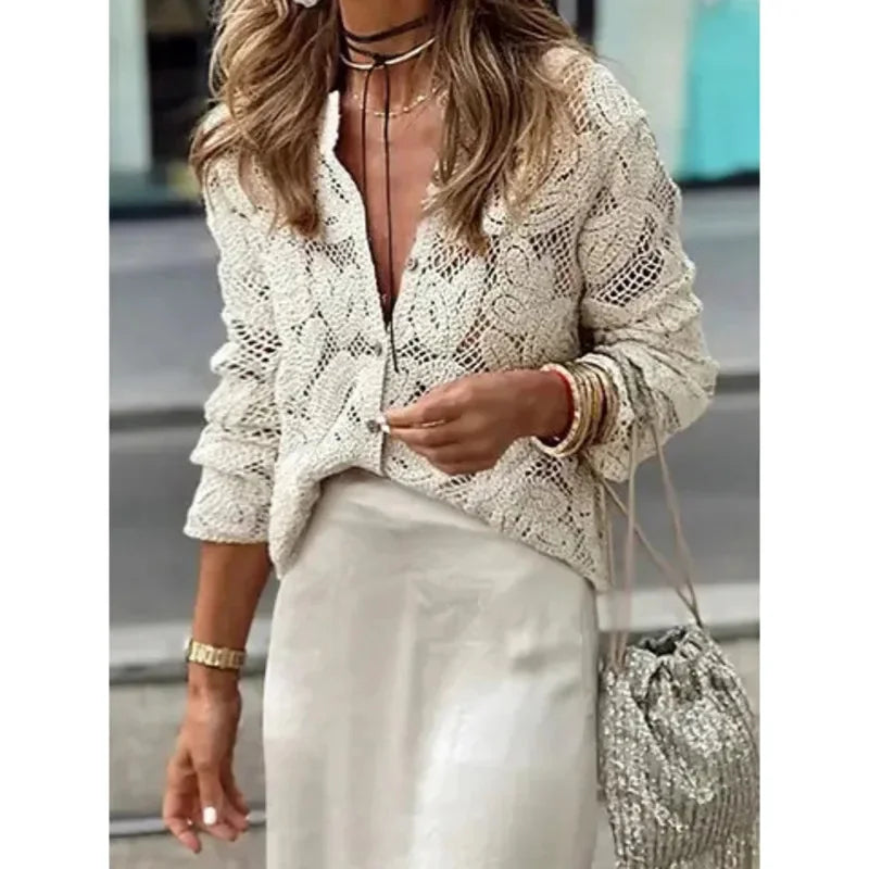 Women's Blouse With Openwork Lace