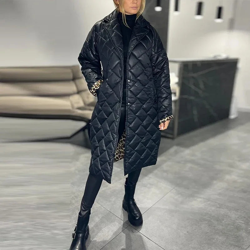 Women's quilted maxi coat