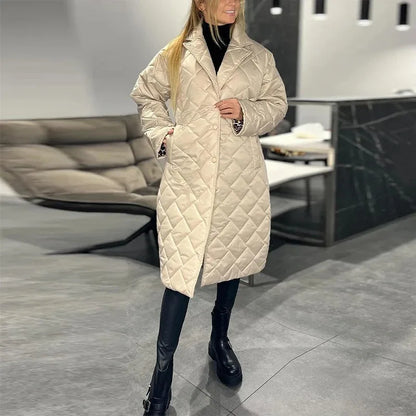 Women's quilted maxi coat