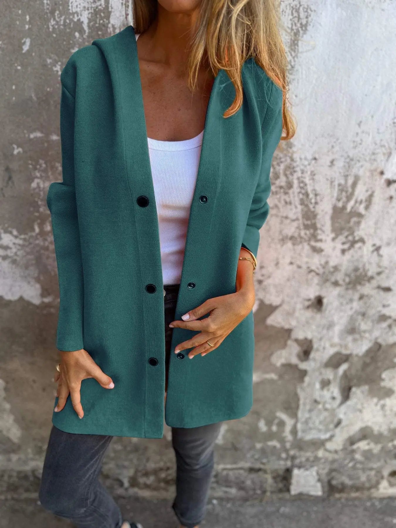 Women's Coat With Hood And Long Sleeves