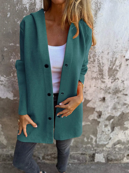 Women's Coat With Hood And Long Sleeves