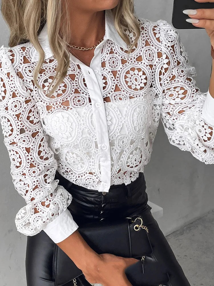 Women's Blouse With Openwork Lace
