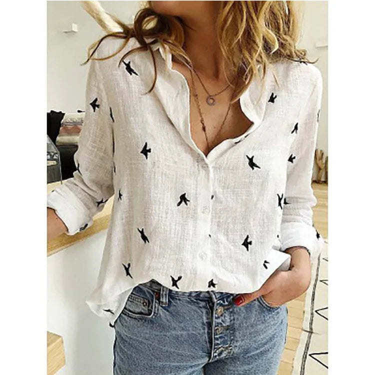Women's Dress Shirt In Linen And Aotton