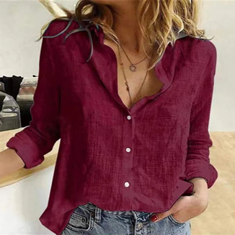 Women's Dress Shirt In Linen And Aotton
